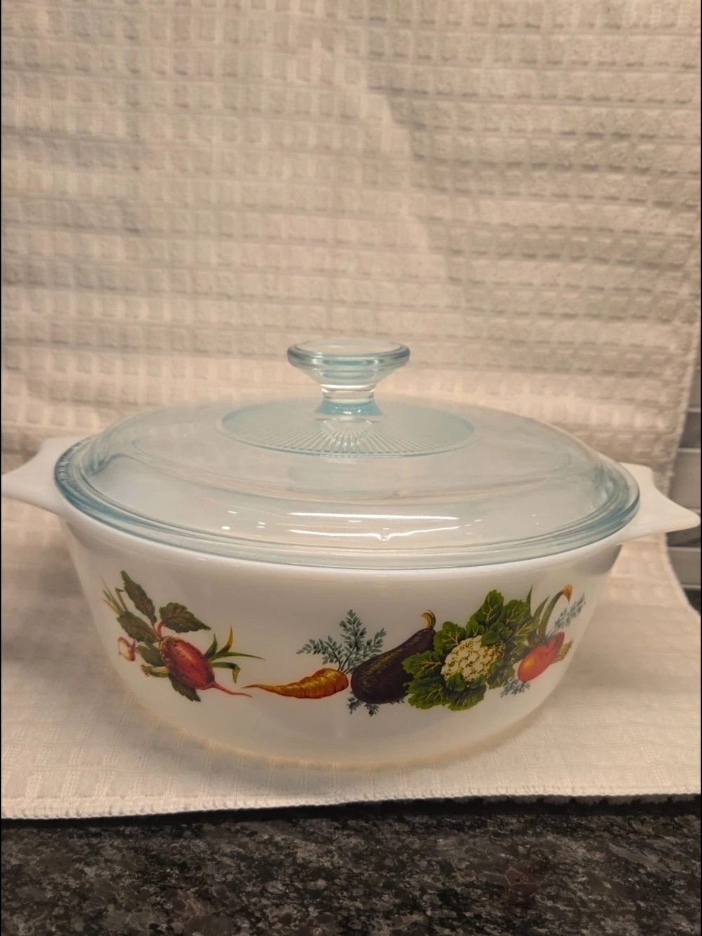 Vintage JAJ Pyrex Market Garden Tuscany Covered Casserole Dish Vegetable 1970s